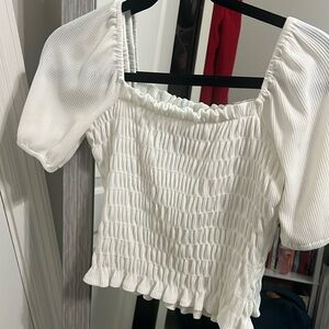 white puffer + ruffle top!